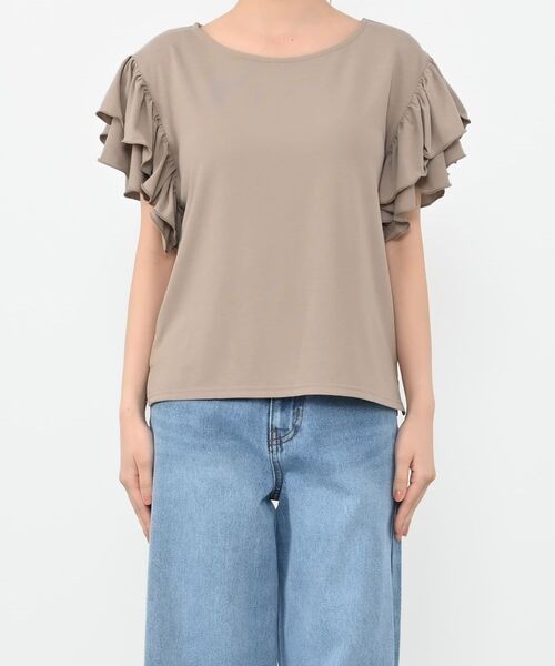 COHINA(コヒナ)の「【接触冷感】フリルスリーブシアーカットトップス 【低身長・小柄女性】(Tシャツ/カットソー・レディース・ブラック/ベージュ/ブルー・ONE SIZE)」の22枚目の写真