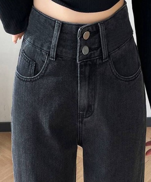 maison de LATIR(メゾンドラティール)の「シルエットがきれいなハイウエストストレートイージーデニムパンツ(デニムパンツ・レディース・ブラック/ライトブルー/ブルー・XL/L/M)」の22枚目の写真