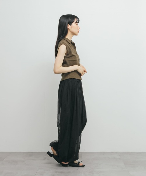 KBF（ケイビーエフ）の「フロッキードットチュールバルーンパンツ（その他パンツ・レディース・アイボリー/ブラック・ONE）」の8枚目の写真