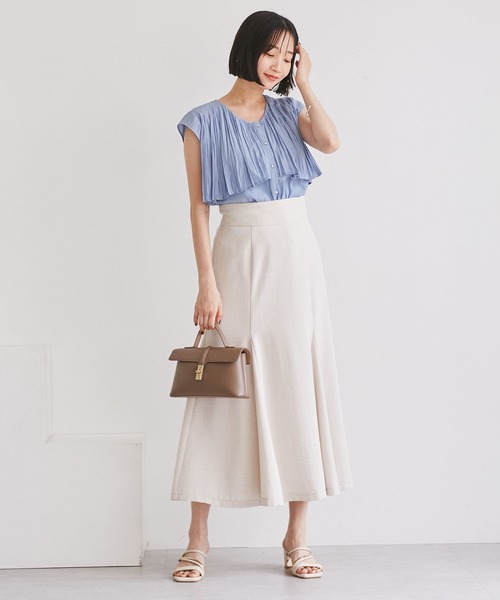 VIS（ビス）の「プリーツデザインブラウス/通勤対応（シャツ/ブラウス・レディース・サックスブルー/キナリ/スミクロ・FREE）」の15枚目の写真