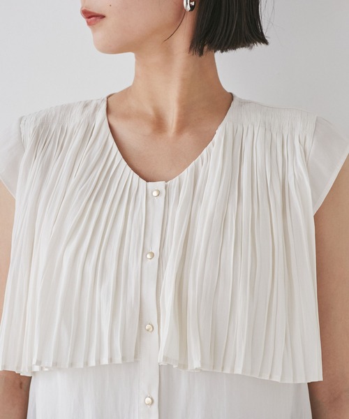 VIS（ビス）の「プリーツデザインブラウス/通勤対応（シャツ/ブラウス・レディース・サックスブルー/キナリ/スミクロ・FREE）」の21枚目の写真