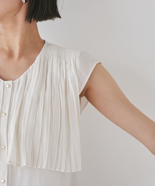 VIS（ビス）の「プリーツデザインブラウス/通勤対応（シャツ/ブラウス・レディース・サックスブルー/キナリ/スミクロ・FREE）」の22枚目の写真