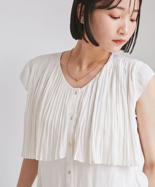 VIS（ビス）の「プリーツデザインブラウス/通勤対応（シャツ/ブラウス・レディース・サックスブルー/キナリ/スミクロ・FREE）」の12枚目の写真