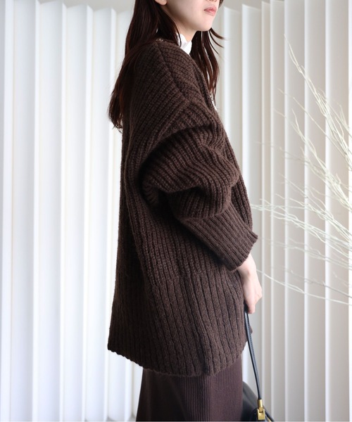 ブラウン モヘア風 カーディガン 長袖 ブラウン モヘア風 カーディガン 長袖