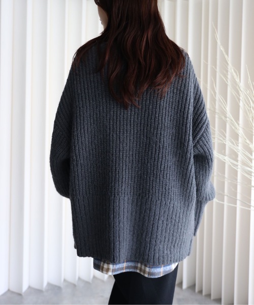 YENNA(イェンナ)の「【モヘア風ニットオーバーカーディガン】前後2WAY(カーディガン/ボレロ・レディース・アイボリー/チャコールグレー/ブルー/ブラウン/ピンク・FREE)」の13枚目の写真