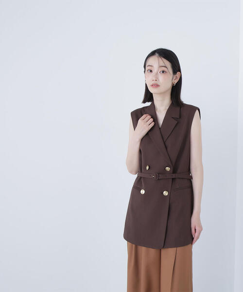 NATURAL BEAUTY BASIC(ナチュラルビューティーベーシック)の「◇ベルテッドボクシージレ(その他アウター・レディース・ダークブラウン/ベージュ・MEDIUM/SMALL)」の6枚目の写真