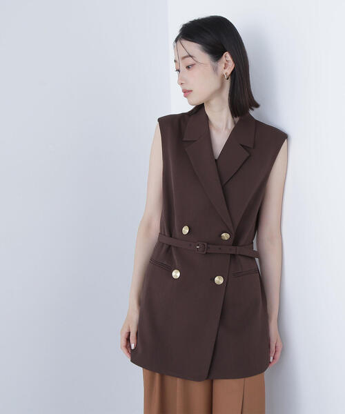 NATURAL BEAUTY BASIC(ナチュラルビューティーベーシック)の「◇ベルテッドボクシージレ(その他アウター・レディース・ダークブラウン/ベージュ・MEDIUM/SMALL)」の1枚目の写真