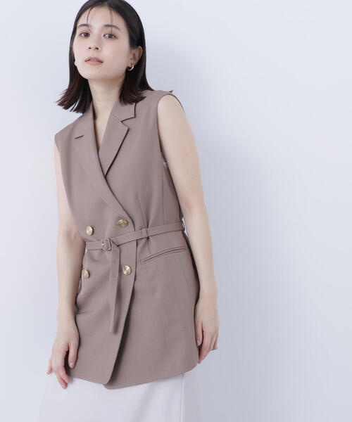 NATURAL BEAUTY BASIC(ナチュラルビューティーベーシック)の「◇ベルテッドボクシージレ(その他アウター・レディース・ダークブラウン/ベージュ・MEDIUM/SMALL)」の2枚目の写真