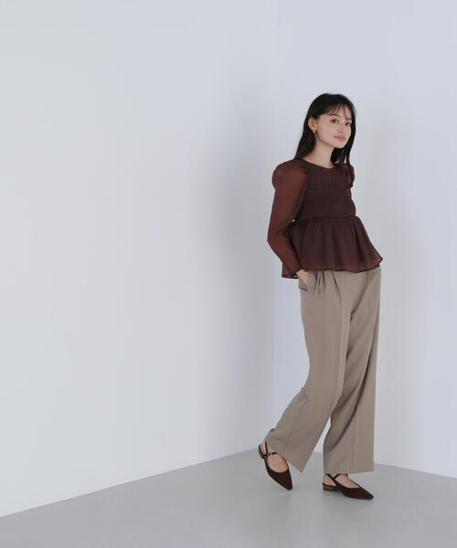 NATURAL BEAUTY BASIC（ナチュラルビューティーベーシック）の「◇【CLASSY.掲載】【ちょうど、いい服】くびれ仕込みベルテッドパンツ（その他パンツ・レディース・ブラック/ベージュ/イエロー/ブラウン・LARGE/SMALL/MEDIUM/P/S）」の21枚目の写真