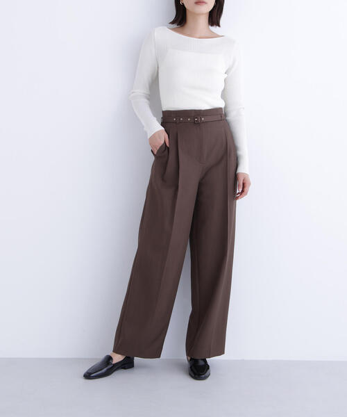 NATURAL BEAUTY BASIC（ナチュラルビューティーベーシック）の「◇【CLASSY.掲載】【ちょうど、いい服】くびれ仕込みベルテッドパンツ（その他パンツ・レディース・ブラック/ベージュ/イエロー/ブラウン・LARGE/SMALL/MEDIUM/P/S）」の7枚目の写真