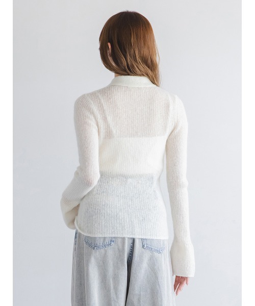 SNIDEL（スナイデル）の「シアーモヘヤポロニット（ニット/セーター・レディース・ピンク/アイボリー/ライラック/グレー・F）」の12枚目の写真