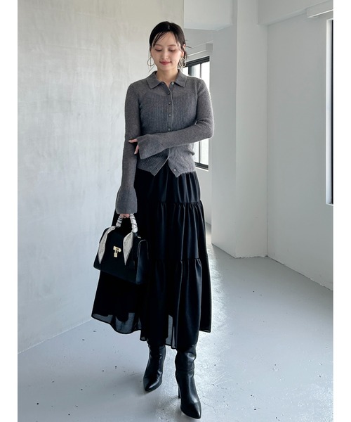 SNIDEL（スナイデル）の「シアーモヘヤポロニット（ニット/セーター・レディース・ピンク/アイボリー/ライラック/グレー・F）」の15枚目の写真