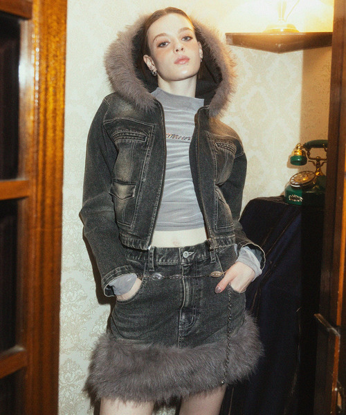 SPIRALGIRL（スパイラルガール）の「ファーデニムジャケット（デニムジャケット・レディース・ブラック/ブルー・FREE）」の21枚目の写真