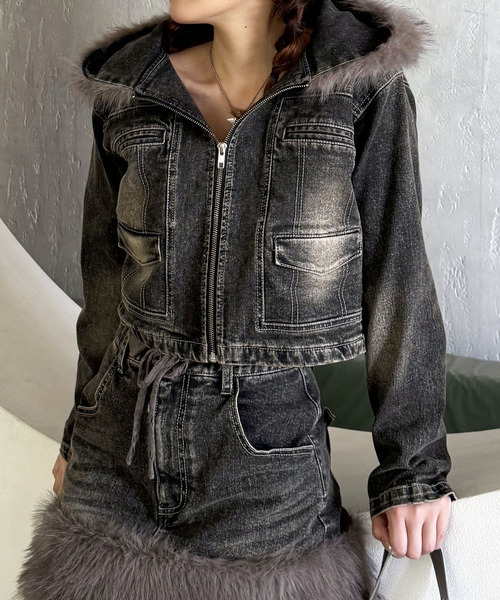 SPIRALGIRL（スパイラルガール）の「ファーデニムジャケット（デニムジャケット・レディース・ブラック/ブルー・FREE）」の22枚目の写真