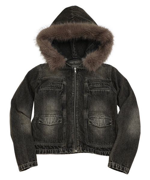 SPIRALGIRL（スパイラルガール）の「ファーデニムジャケット（デニムジャケット・レディース・ブラック/ブルー・FREE）」の4枚目の写真