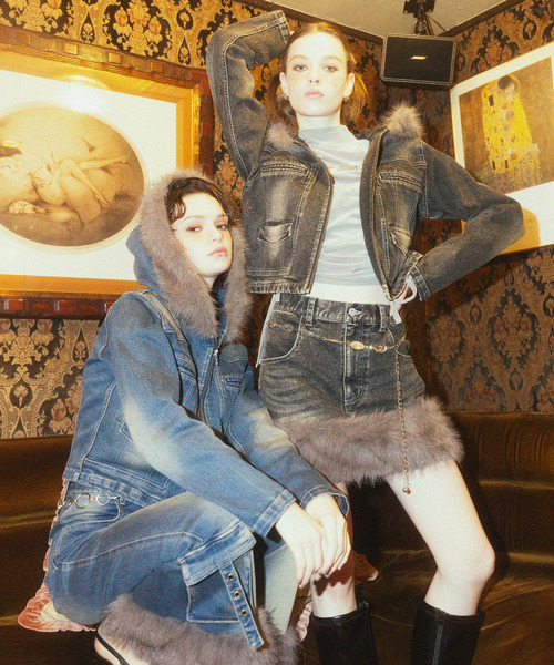 SPIRALGIRL（スパイラルガール）の「ファーデニムジャケット（デニムジャケット・レディース・ブラック/ブルー・FREE）」の5枚目の写真