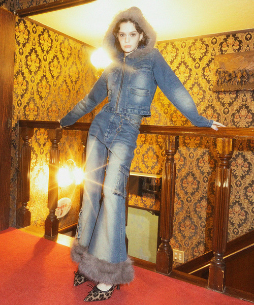 SPIRALGIRL（スパイラルガール）の「ファーデニムジャケット（デニムジャケット・レディース・ブラック/ブルー・FREE）」の7枚目の写真