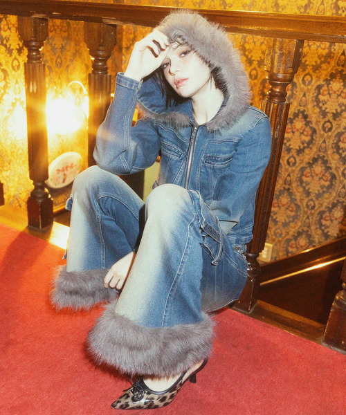 SPIRALGIRL（スパイラルガール）の「ファーデニムジャケット（デニムジャケット・レディース・ブラック/ブルー・FREE）」の8枚目の写真