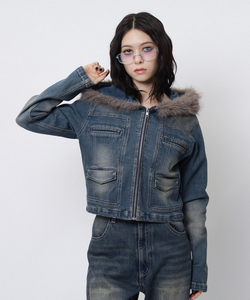 SPIRALGIRL（スパイラルガール）の「ファーデニムジャケット（デニムジャケット・レディース・ブラック/ブルー・FREE）」の15枚目の写真