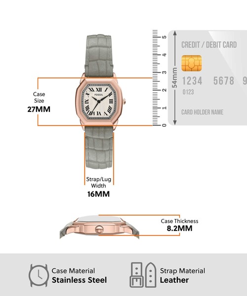 FOSSIL(フォッシル)の「フォッシル 腕時計 レディース アナログ レザー ES5435(アナログ腕時計・レディース・グレー・FREE)」の7枚目の写真