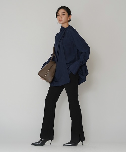 KINO THE KEI(キノザケイ)の「ドレープ ボウタイ 2WAY ブラウス KINO THE KEI(シャツ/ブラウス・レディース・ホワイト/キャメル/ネイビー・フリー)」の16枚目の写真