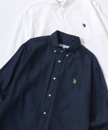 U.S. POLO ASSN./ユーエスポロアッスン Oxford Denim Shirt/レギュラーフィット オックスフォード デニム ロゴ ワンポイント刺繍 ボタンダウンシャツ/レディース メンズ