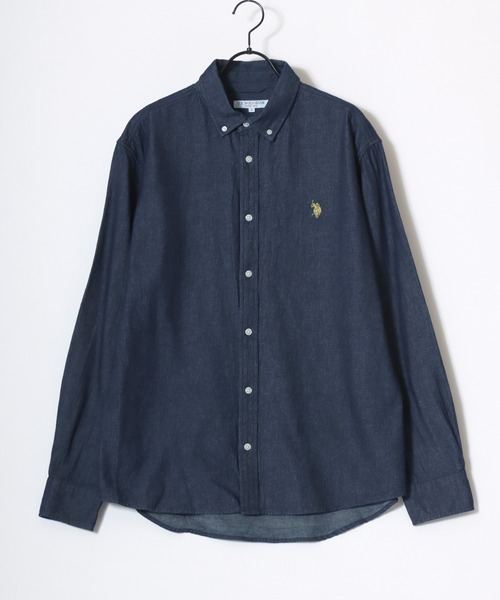 U.S. POLO ASSN.(ユーエスポロアッスン)の「U.S. POLO ASSN./ユーエスポロアッスン Oxford Denim Shirt/レギュラーフィット オックスフォード デニム ロゴ ワンポイント刺繍 ボタンダウンシャツ/レディース メンズ(シャツ/ブラウス・メンズ・ブルー/ブラック/アイボリー/ネイビー・LL/L/M)」の11枚目の写真