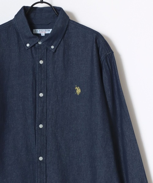 U.S. POLO ASSN.(ユーエスポロアッスン)の「U.S. POLO ASSN./ユーエスポロアッスン Oxford Denim Shirt/レギュラーフィット オックスフォード デニム ロゴ ワンポイント刺繍 ボタンダウンシャツ/レディース メンズ(シャツ/ブラウス・メンズ・ブルー/ブラック/アイボリー/ネイビー・LL/L/M)」の7枚目の写真