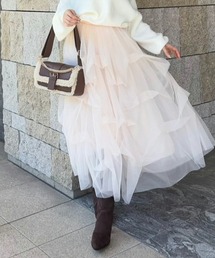 ランダムタックチュールスカート 秋服 冬服