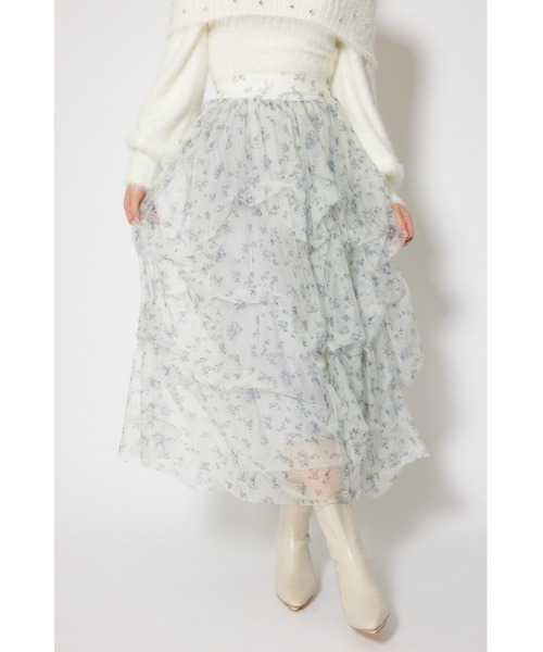 rienda(リエンダ)の「ランダムタックチュールスカート 秋服 冬服(スカート・レディース・ホワイト系その他/ピンク/ブラック系その他・SMALL/MEDIUM)」の4枚目の写真