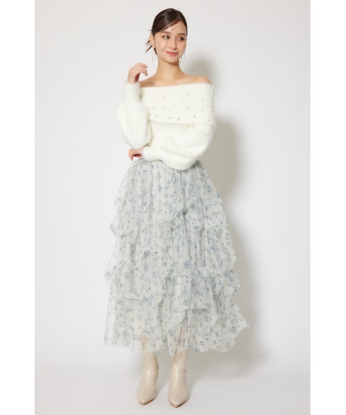 rienda(リエンダ)の「ランダムタックチュールスカート 秋服 冬服(スカート・レディース・ホワイト系その他/ピンク/ブラック系その他・SMALL/MEDIUM)」の6枚目の写真