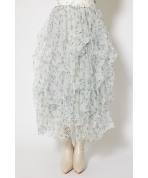 rienda(リエンダ)の「ランダムタックチュールスカート 秋服 冬服(スカート・レディース・ホワイト系その他/ピンク/ブラック系その他・SMALL/MEDIUM)」の8枚目の写真