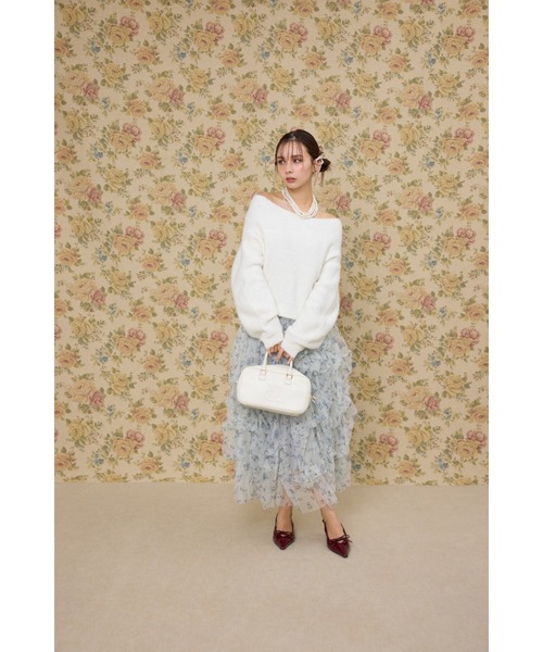 rienda（リエンダ）の「ランダムタックチュールスカート 秋服 冬服