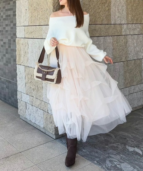 セール】ランダムタックチュールスカート 秋服 冬服（スカート