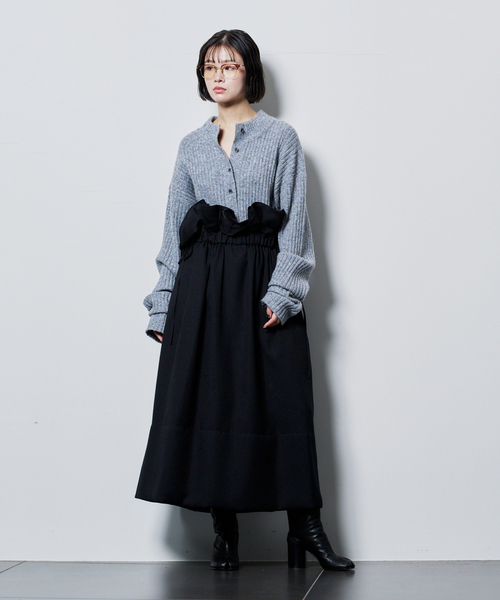 CITYSHOP（シティーショップ）の「RIB HENRY NECK SWEATER：ニット（ニット/セーター・レディース・ホワイト/ブラック/グレー・FREE）」の13枚目の写真