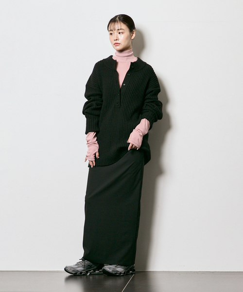 CITYSHOP（シティーショップ）の「RIB HENRY NECK SWEATER：ニット（ニット/セーター・レディース・ホワイト/ブラック/グレー・FREE）」の14枚目の写真