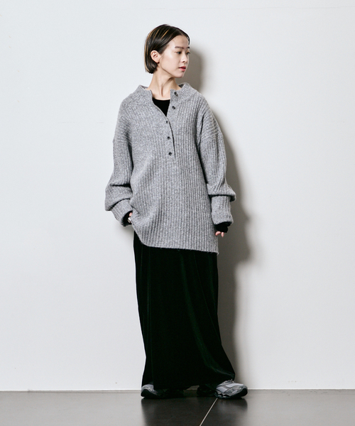 CITYSHOP（シティーショップ）の「RIB HENRY NECK SWEATER：ニット（ニット/セーター・レディース・ホワイト/ブラック/グレー・FREE）」の19枚目の写真