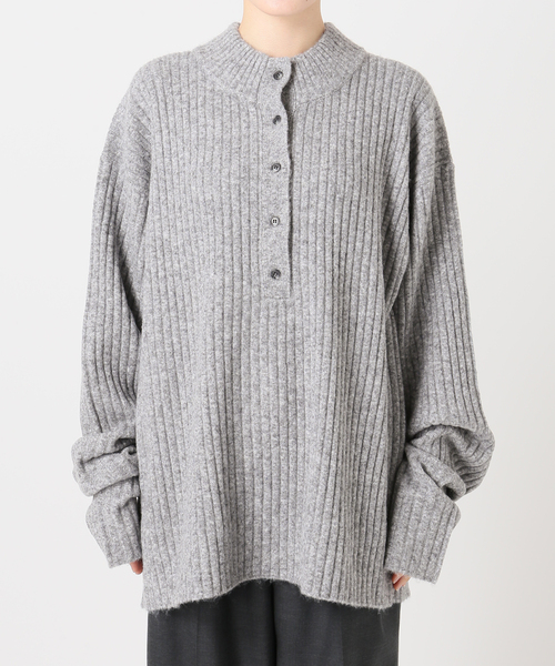 CITYSHOP（シティーショップ）の「RIB HENRY NECK SWEATER：ニット（ニット/セーター・レディース・ホワイト/ブラック/グレー・FREE）」の22枚目の写真