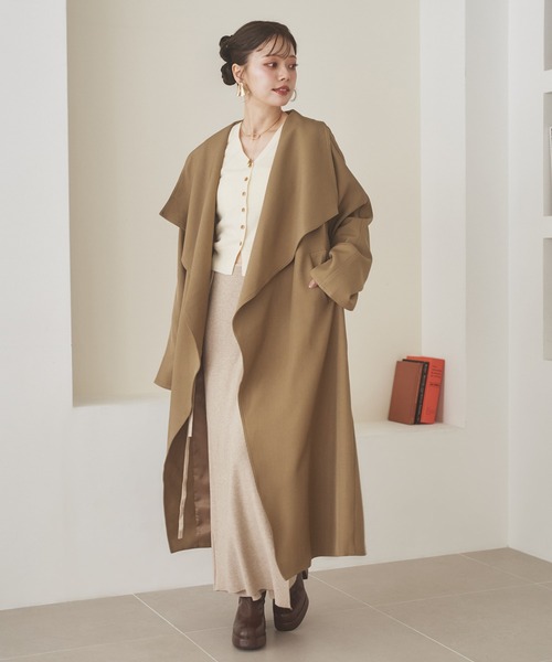 shawl collar belted long coat /ショールカラーベルト付きロング