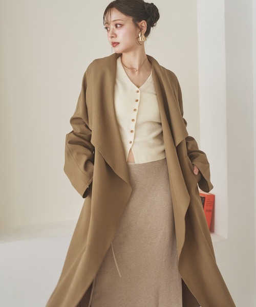 shawl collar belted long coat /ショールカラーベルト付きロング