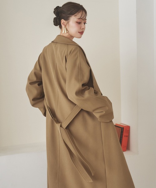 LAULEN（ローレン）の「shawl collar belted long coat /ショールカラーベルト付きロングコート（ステンカラーコート・レディース・ベージュ/ブラウン・FREE）」の6枚目の写真