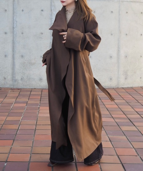 shawl collar belted long coat /ショールカラーベルト付きロング