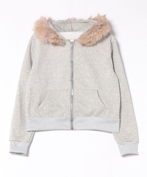 deux amour（ドゥーザムール）の「ファー付き前ジップパーカー（パーカー・レディース・グレー・FREE）」の5枚目の写真