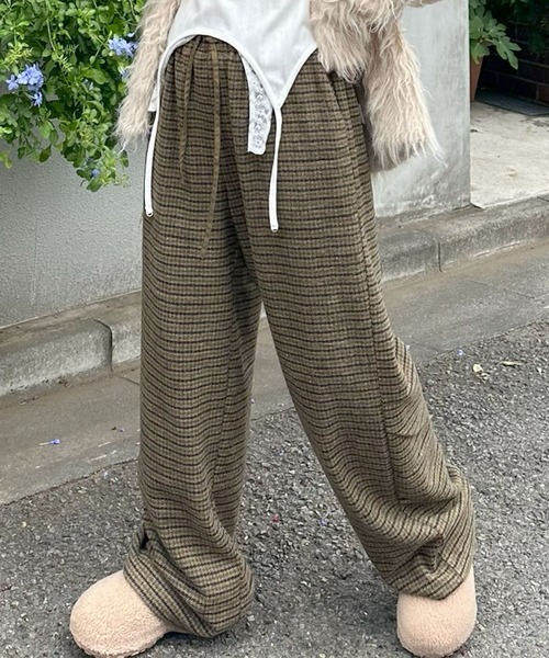 Alley Tokyo(アリートーキョー)の「【セットにもなる!】チェック太パンツ(その他パンツ・レディース・グリーン/ブラウン・FREE)」の2枚目の写真