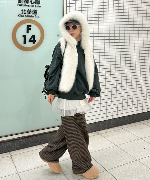 Alley Tokyo(アリートーキョー)の「【セットにもなる!】チェック太パンツ(その他パンツ・レディース・グリーン/ブラウン・FREE)」の10枚目の写真
