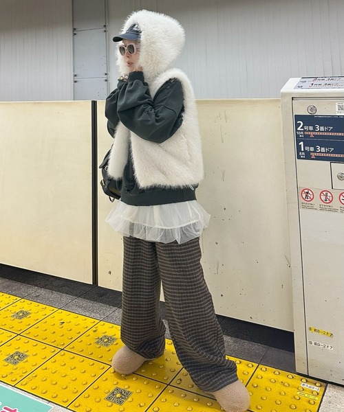 Alley Tokyo(アリートーキョー)の「【セットにもなる!】チェック太パンツ(その他パンツ・レディース・グリーン/ブラウン・FREE)」の11枚目の写真