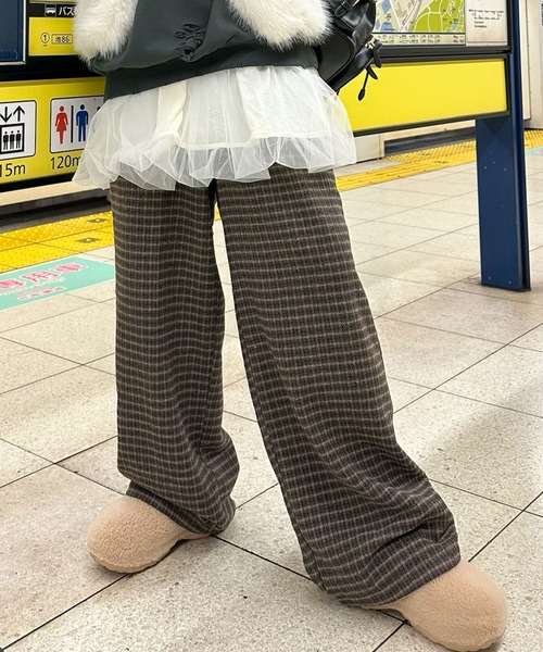 Alley Tokyo(アリートーキョー)の「【セットにもなる!】チェック太パンツ(その他パンツ・レディース・グリーン/ブラウン・FREE)」の9枚目の写真