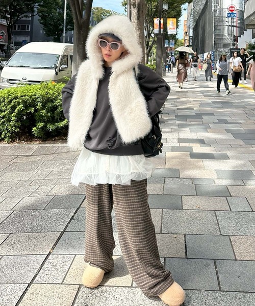 Alley Tokyo(アリートーキョー)の「【セットにもなる!】チェック太パンツ(その他パンツ・レディース・グリーン/ブラウン・FREE)」の12枚目の写真