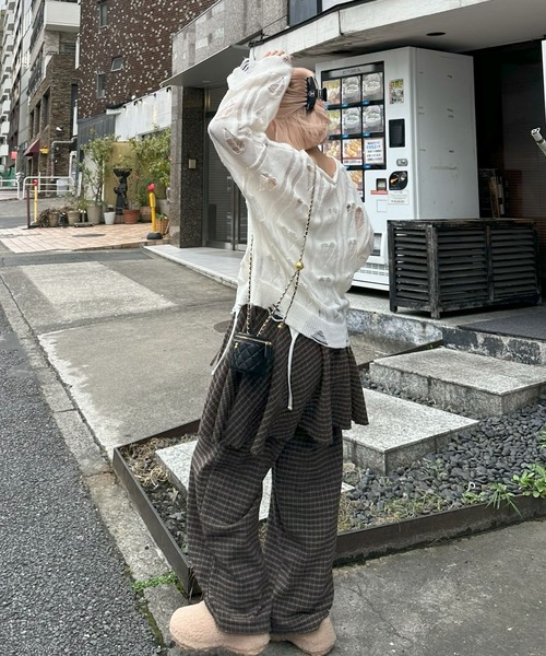 Alley Tokyo(アリートーキョー)の「【セットにもなる!】チェック太パンツ(その他パンツ・レディース・グリーン/ブラウン・FREE)」の5枚目の写真