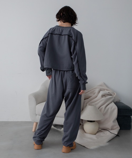 VACANCY（ヴァカンシー）の「オリジナルロゴプリントカーブ切替スウェットパンツ（スウェットパンツ・レディース・チャコールグレー/オフホワイト/グレー・FREE）」の10枚目の写真